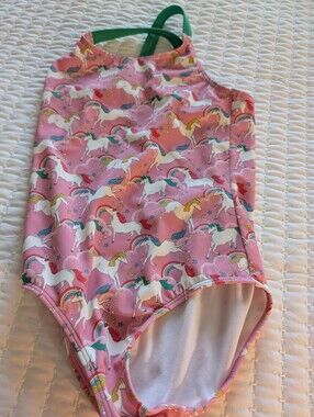 Mini Boden Girls' Pink Unicorn One-Piece Swimsuit
